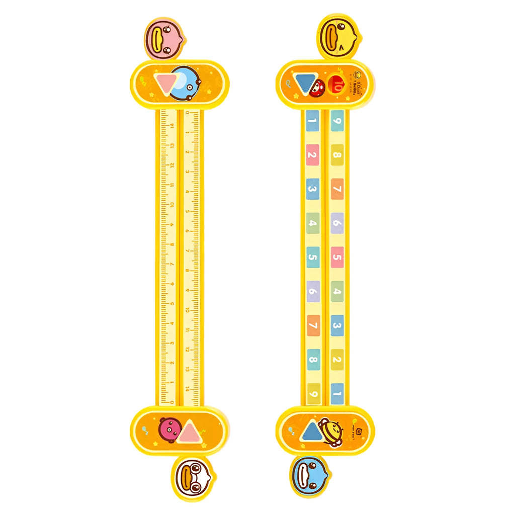 Yellow plastic children's digital decomposition ruler for maths education measuring 24.5cm