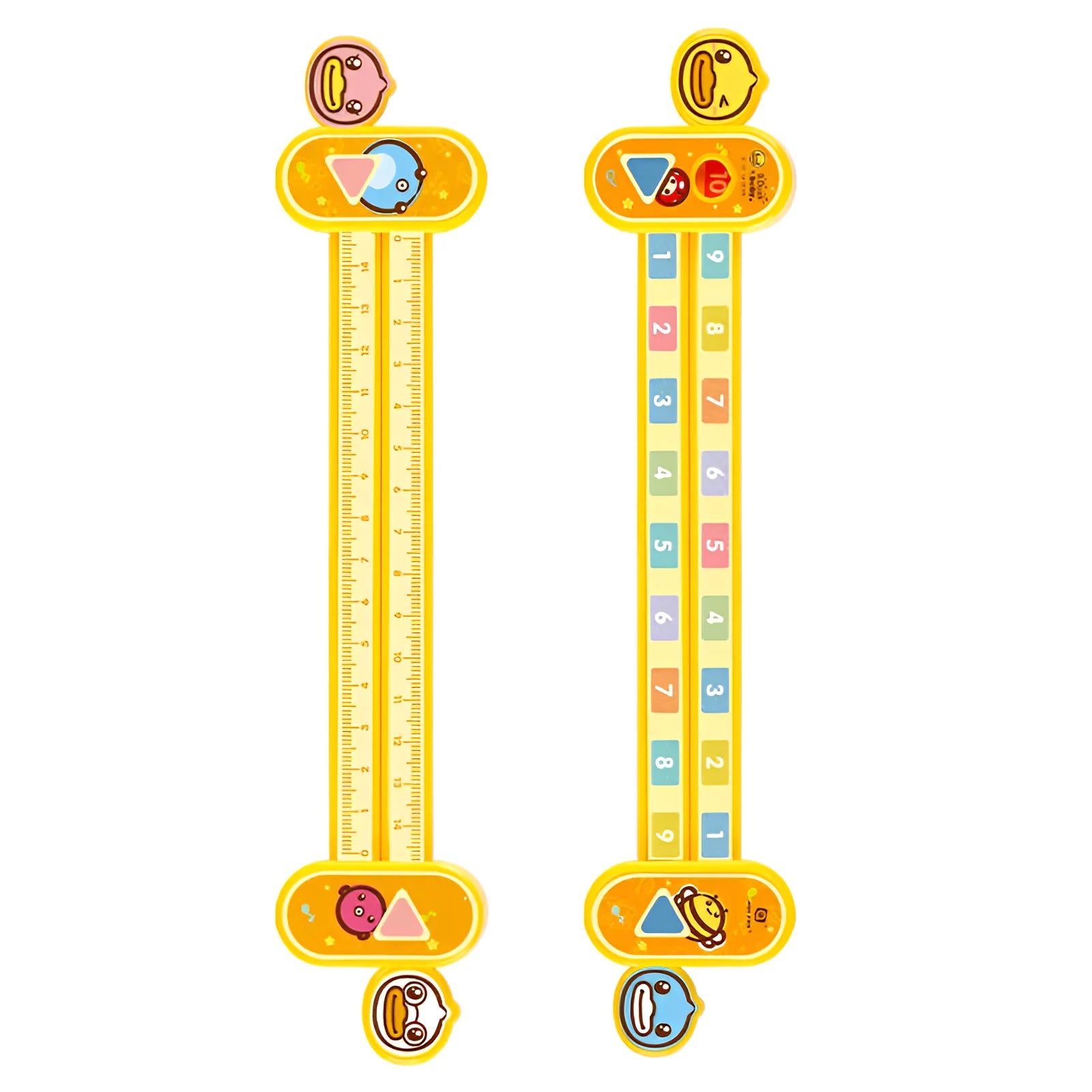 Yellow plastic children's digital decomposition ruler for maths education measuring 24.5cm