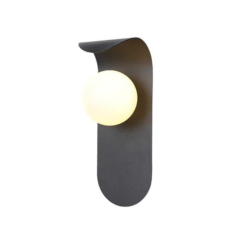 Modern minimalist black iron wall lamp with LED light for bedside or living room wall