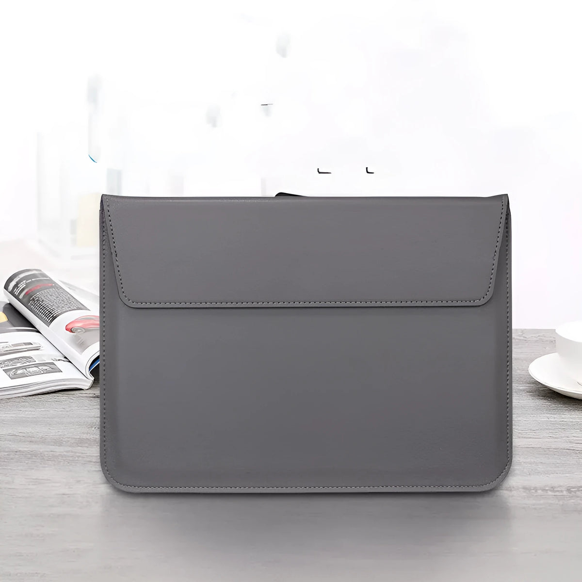 PU leather laptop sleeve in 11, 13 and 15 inch sizes with ten solid colour options