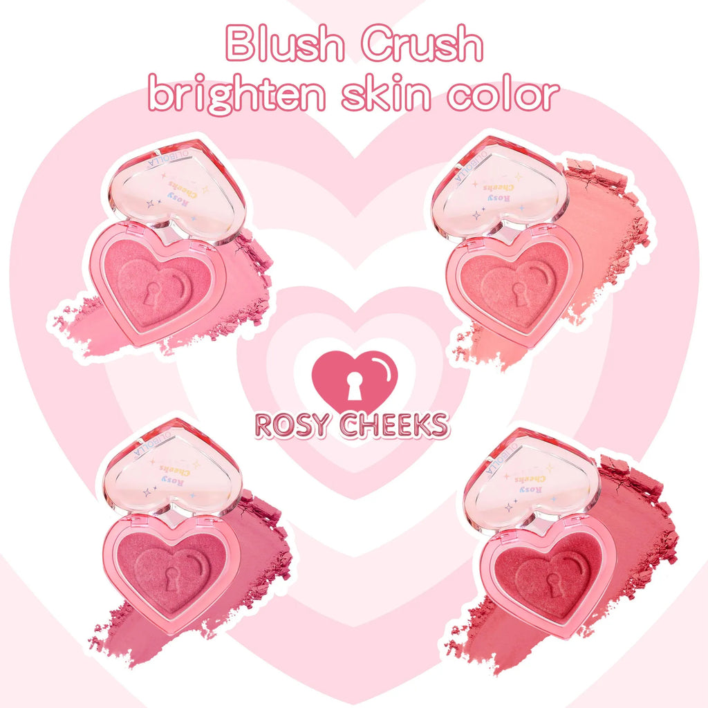 Peach Heart Blush Contour Compact with heart-shaped design and powder blusher, four colour options