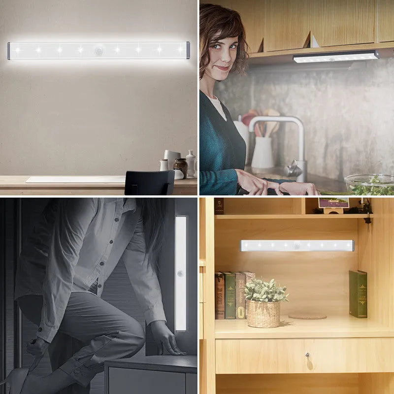 USB rechargeable magnetic LED closet light with motion sensor in aluminium shell