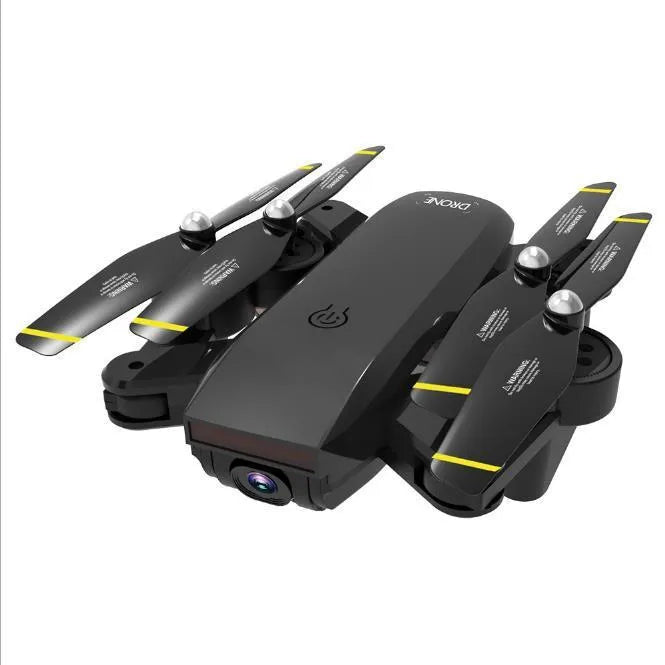 Quadrocopter with dual cameras in black, 4K optical flow, gesture control