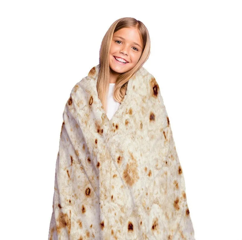 Flannel burrito blanket polyester throw in modern simplicity style, vacuum-packed size 26x26x4 cm, available in 120-180 cm sizes