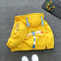 Children's hooded zip jacket in rabbit coat pink with front zipper and attached hood on child model