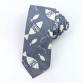 Korean-style narrow men's cotton bow tie with cartoon pattern and clip-on closure.