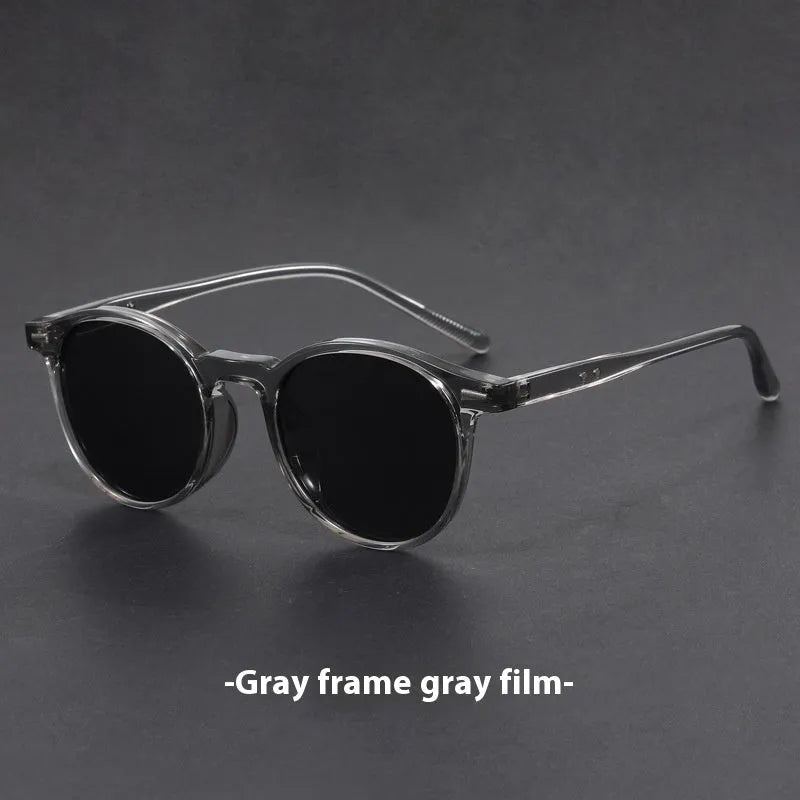 Ultra-light round frame retro sunglasses with polarised lenses in multiple colour options