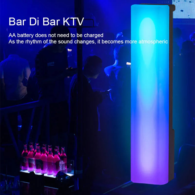 3D RGB music voice-activated ambiance lamp in white or black shell on tabletop