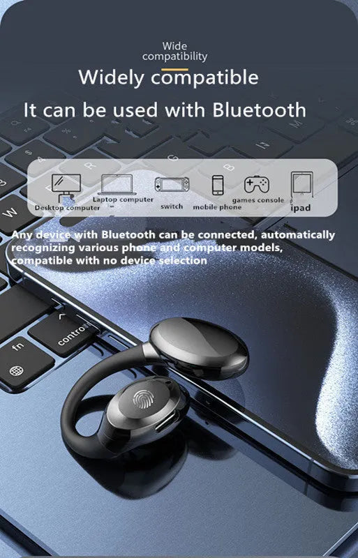 Bluetooth wireless headset ear-mounted style in black for sports and business use