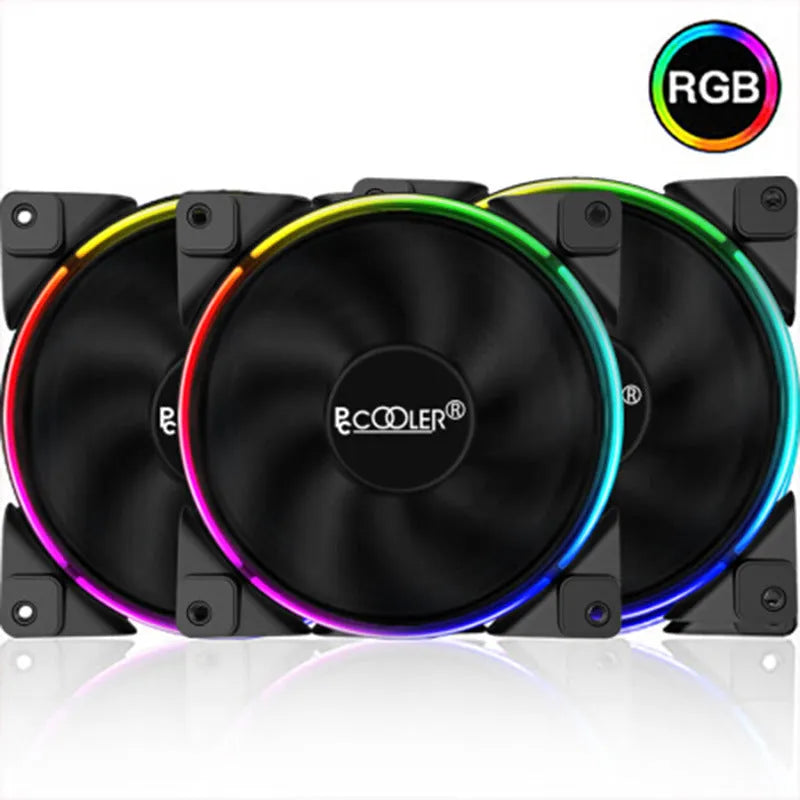 Three black RGB 120mm computer case fans with hydraulic bearings and adjustable speed