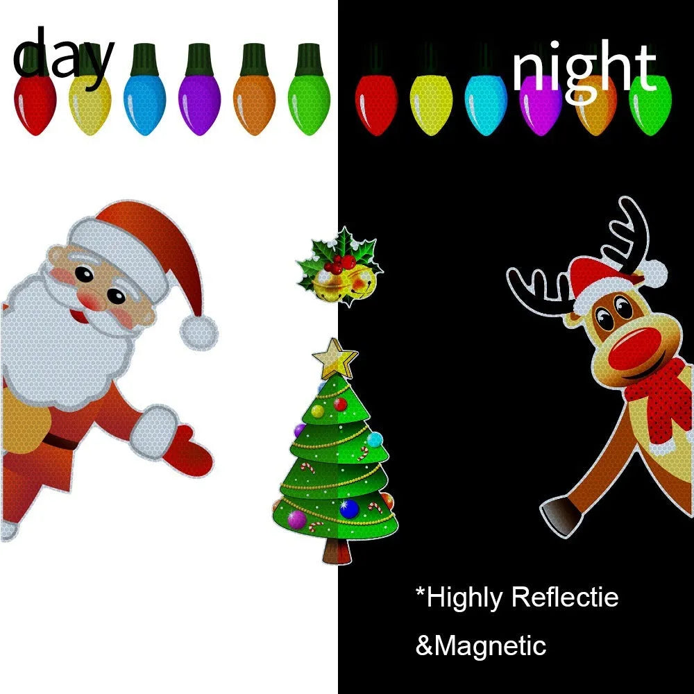 Medium Christmas elk reflective magnetic car decoration sticker with cartoon design and RFM025 colour variant