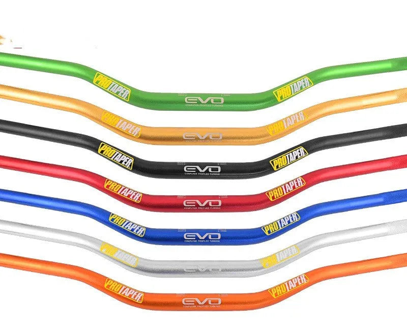 Orange aluminium motorcycle handlebar with 80cm width and 10cm rise dimensions for scrambling