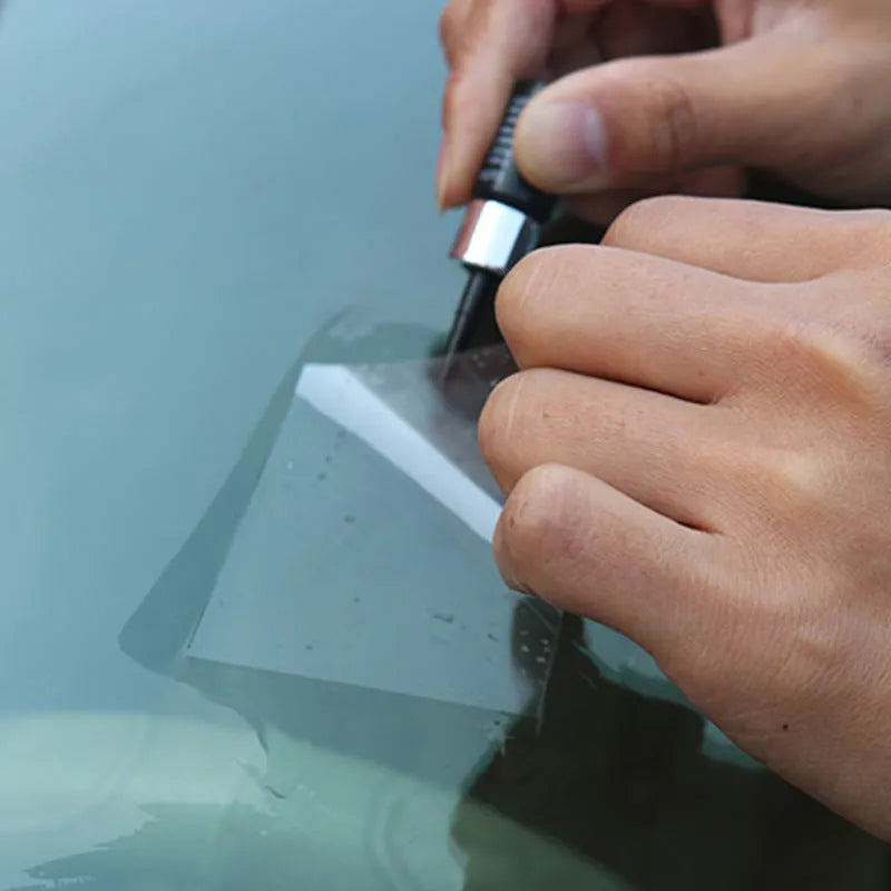 Yellow car glass repair agent tool set for windshield chip and crack repair