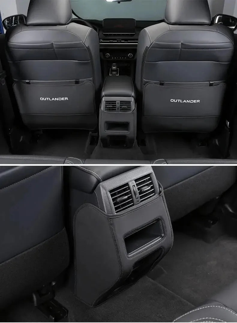 Three leather anti-kick pads for Mitsubishi Outlander interior protection