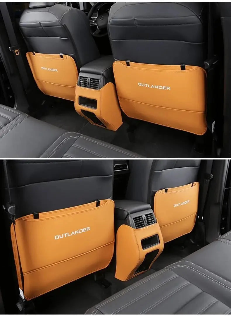 Three leather anti-kick pads for Mitsubishi Outlander interior protection