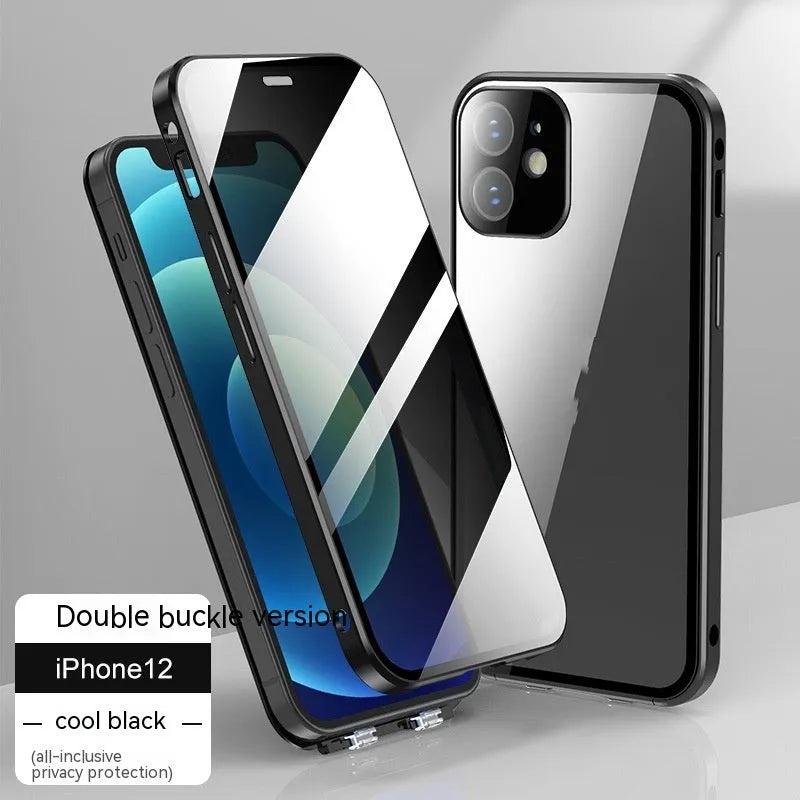 iPhone phone case with privacy screen and double buckle attachment in multiple colour options
