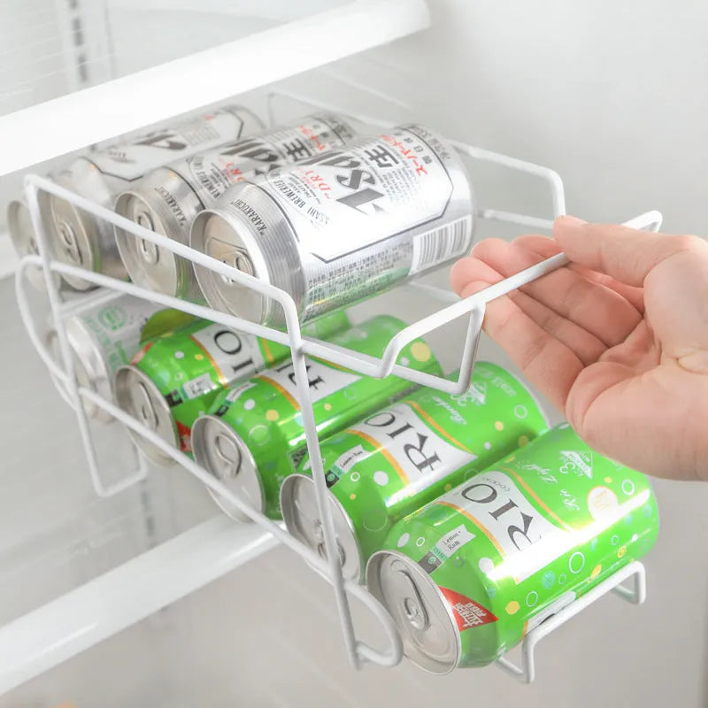 Double-layer iron kitchen storage rack with cans, 28x18x14cm in picture colour