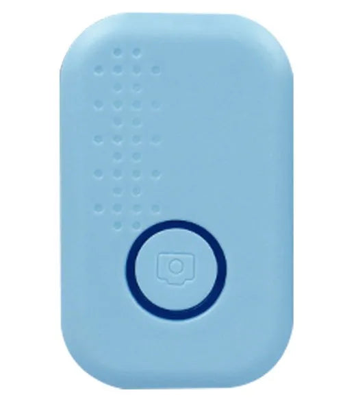 iTag Item Location Finder compact Bluetooth tracker in black, white, pink, or blue, 27x44x9mm, 9.6g, with 90dB alert and CR2032 battery