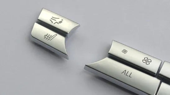 Silver metal car dashboard air conditioning button replacement panel with multiple size configurations