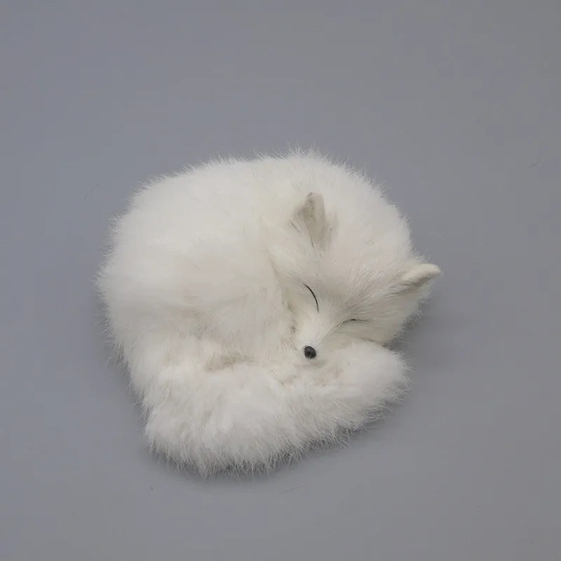 Artificial white fox fur car decoration ornament measuring 15cm with realistic animal texture