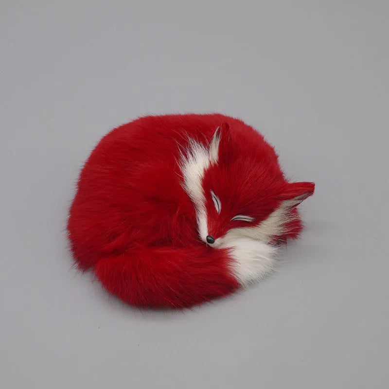 Artificial white fox fur car decoration ornament measuring 15cm with realistic animal texture