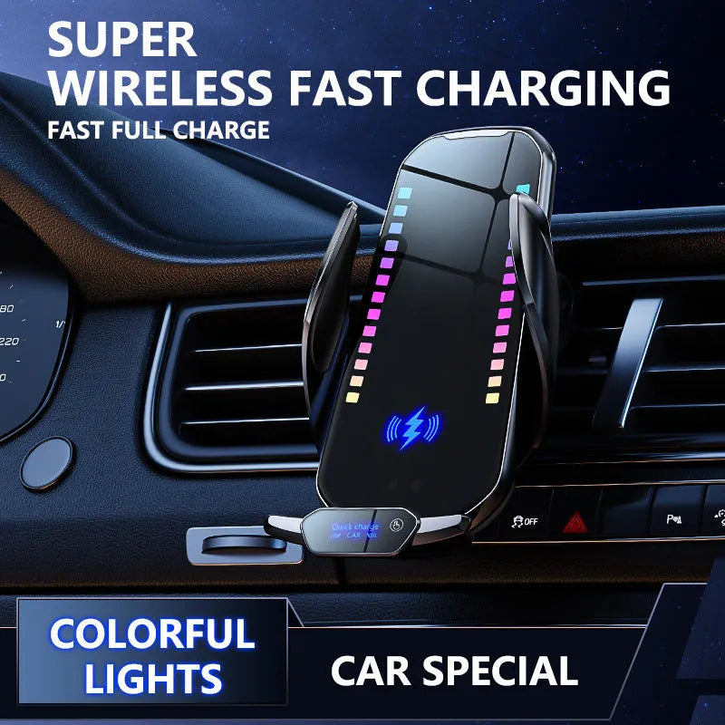 Car mobile phone holder with wireless charging in silver and tarnish finishes