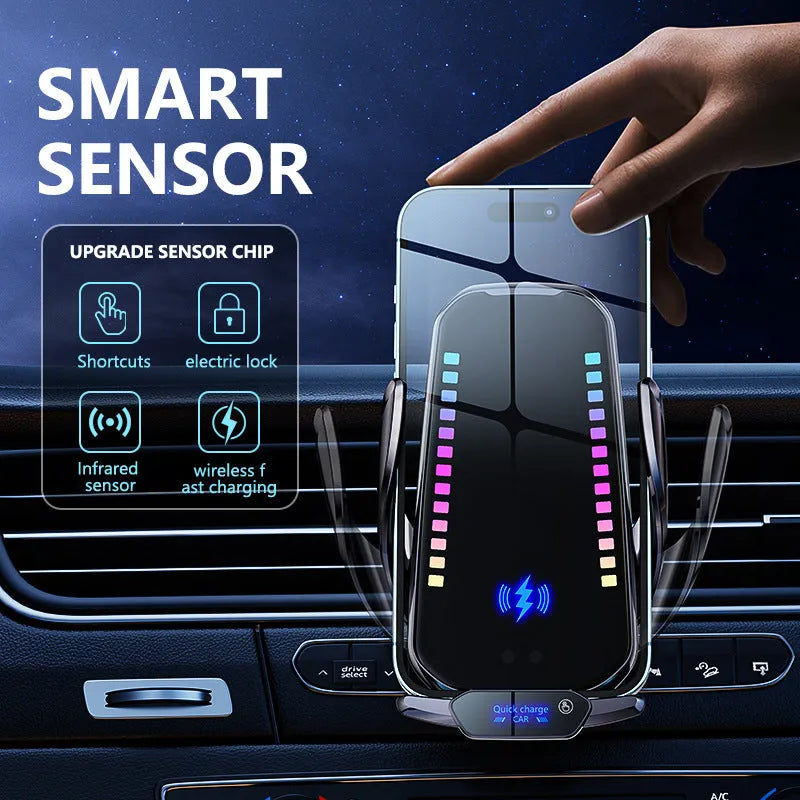 Car mobile phone holder with wireless charging in silver and tarnish finishes