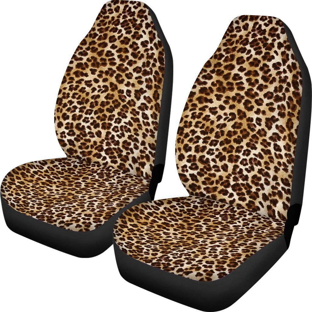 Universal car seat covers with cow spot leopard print retro pattern for five-seat vehicles