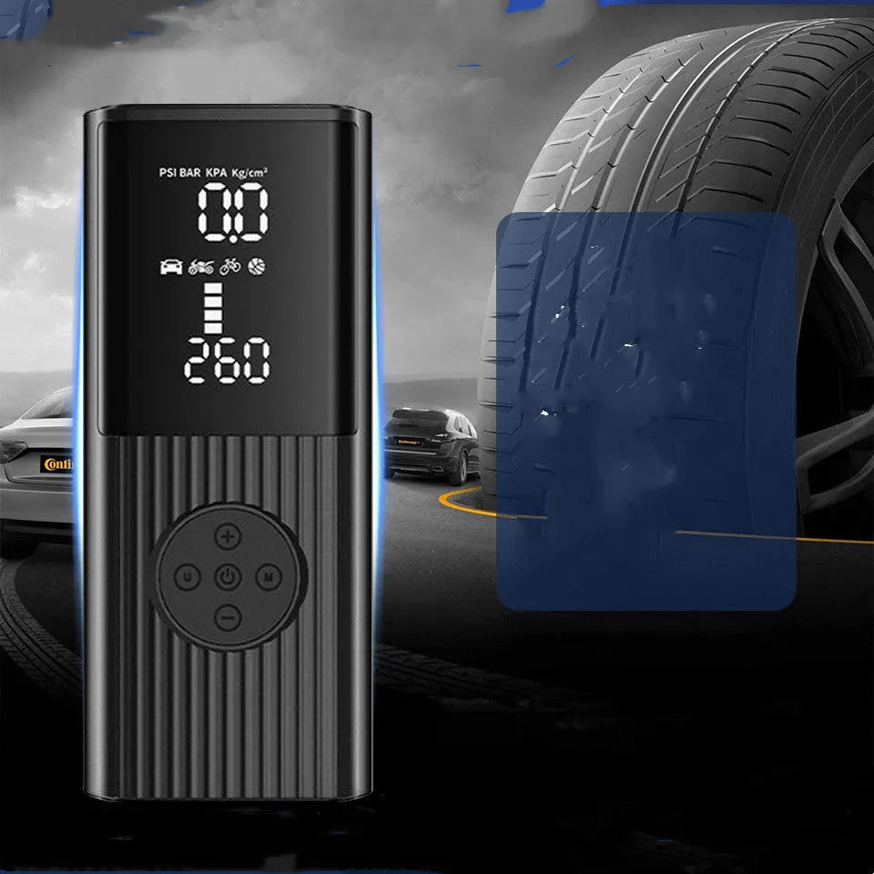 Wireless 100W car tyre air pump with LED light and USB charging port