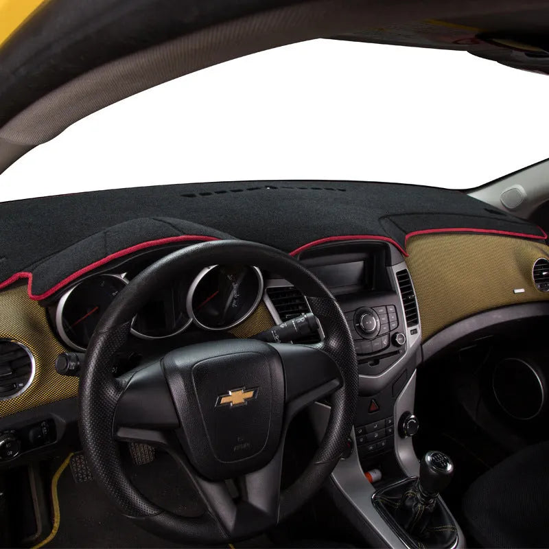 Black silicone dashboard anti-glare mat for Toyota Prado with coloured trim edge options on display.
