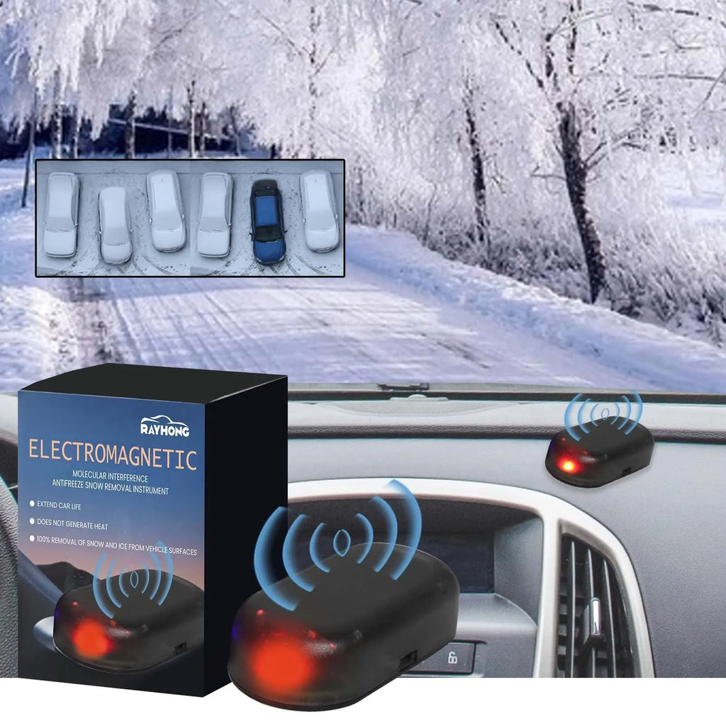 Black handheld car windscreen de-icer tool for melting ice and snow on vehicle glass.