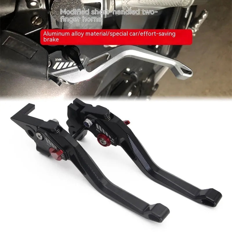 Motorcycle two-finger metal clutch lever in black, blue, gold, red, titanium or orange, 146 cm long