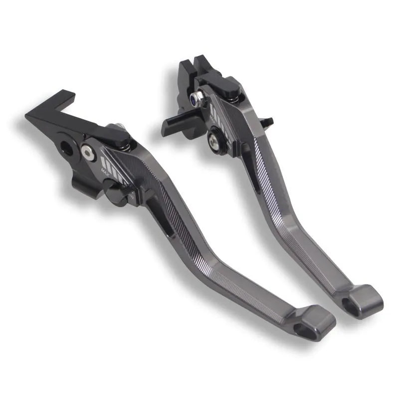Motorcycle two-finger metal clutch lever in black, blue, gold, red, titanium or orange, 146 cm long