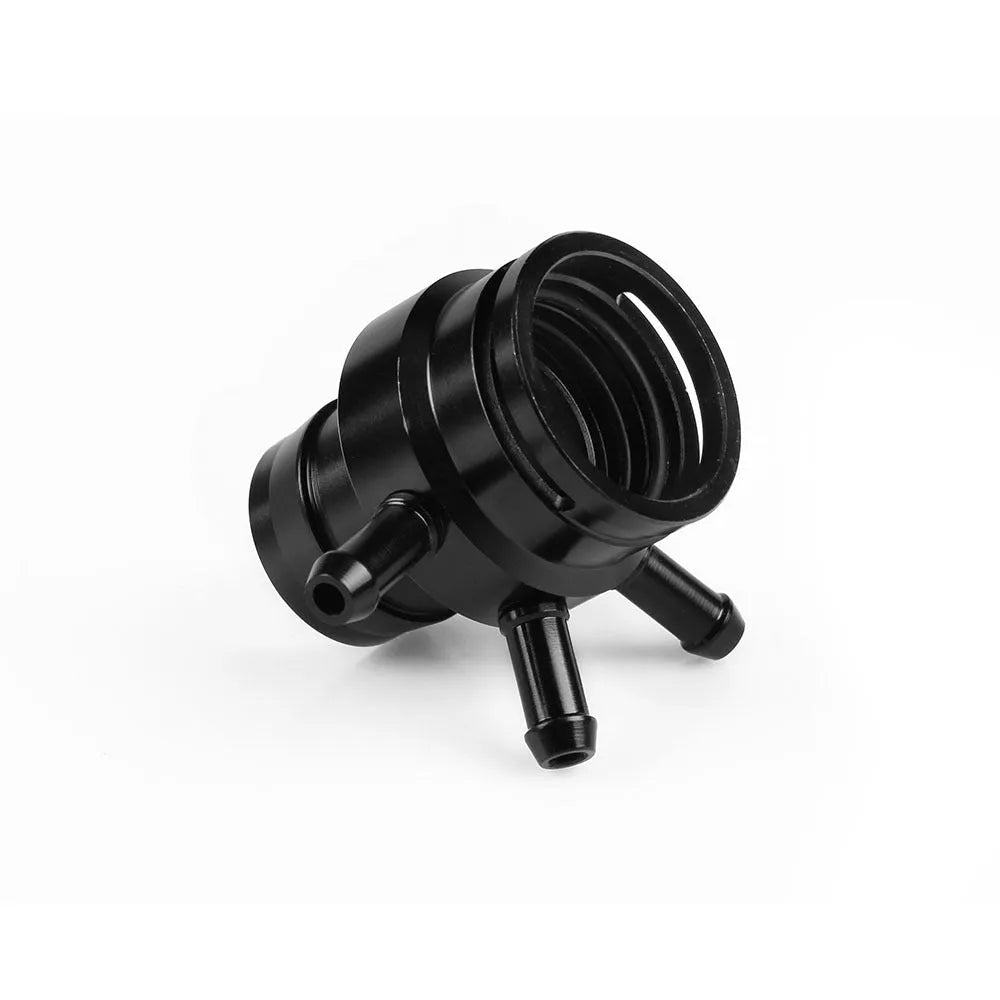 Second generation engine vacuum adapter tee in black and titanium colour options for automotive hose connections