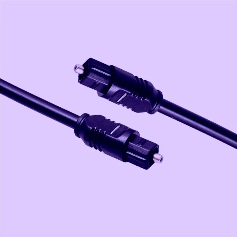 Black Toslink fibre optic audio cable with square 4mm connectors, 2 metres long