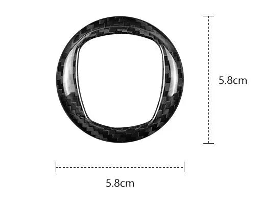 Carbon fibre decorative sticker frame for car steering wheel in black or red colour options
