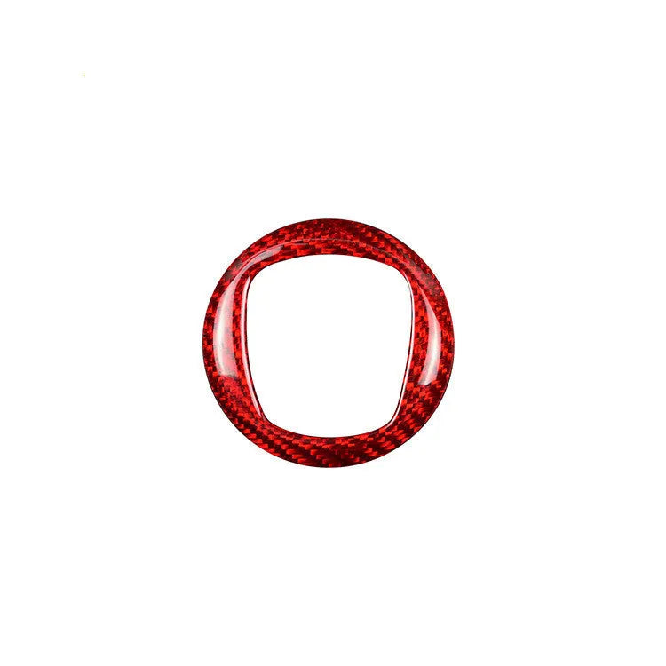 Carbon fibre decorative sticker frame for car steering wheel in black or red colour options