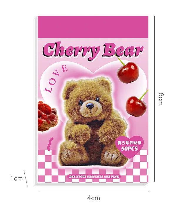 American retro cartoon mini sticker book with 50 sheets measuring 4x6cm in six colour options