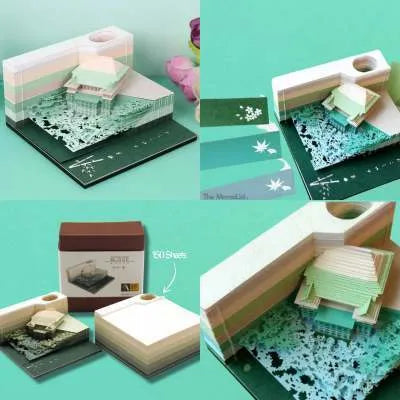 One Piece architecture sticky notes showing castle and building designs on 80x45mm craft paper