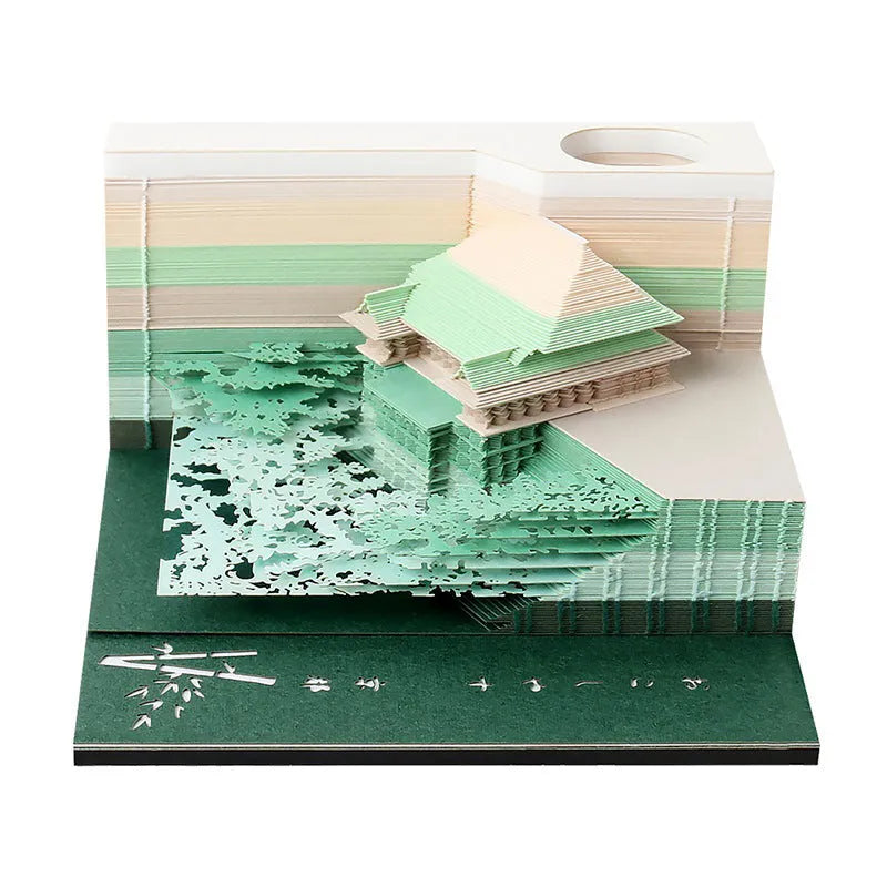 One Piece architecture sticky notes showing castle and building designs on 80x45mm craft paper