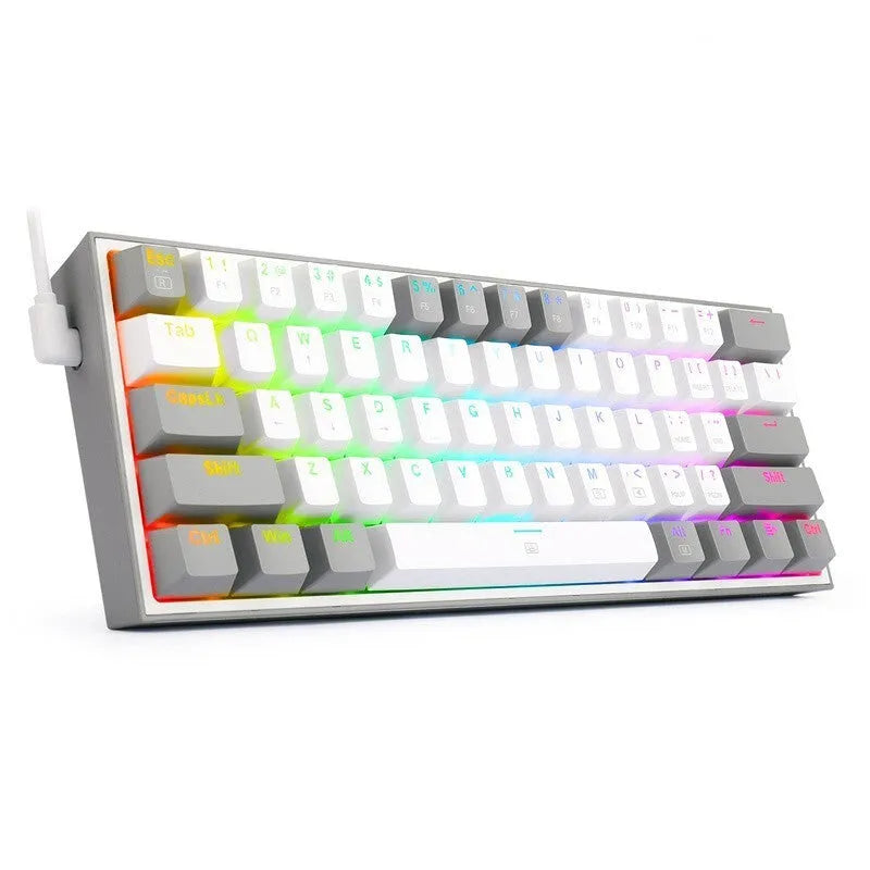White pink RGB illuminated mechanical keyboard with dual colour keycaps and multimedia controls