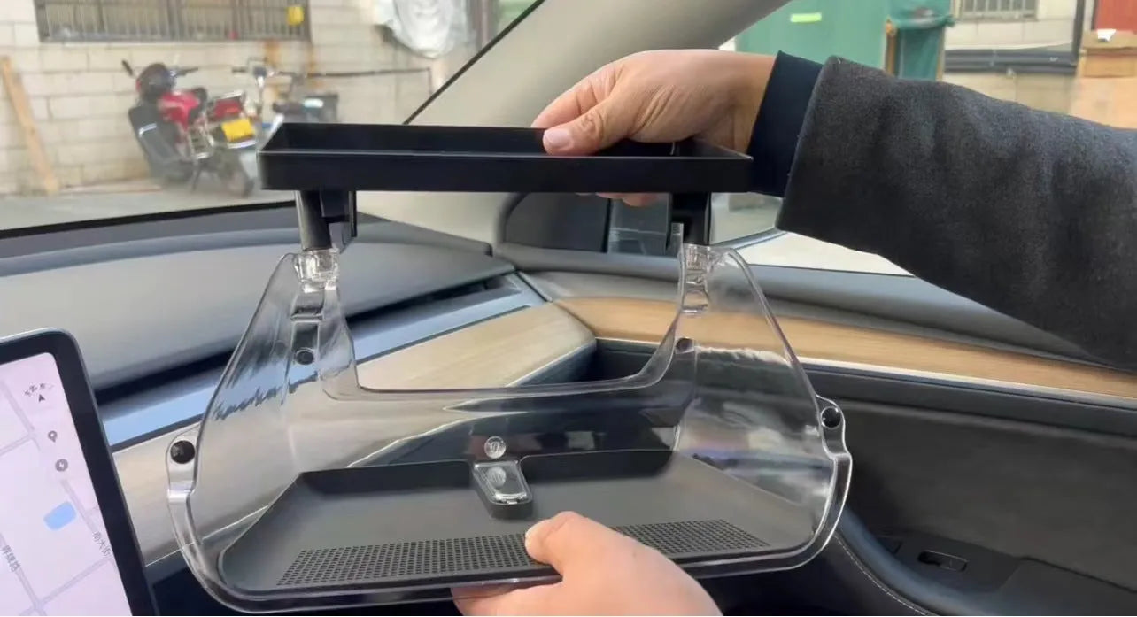 Black ABS plastic ETC storage box for Tesla Model 3 and Y centre console.