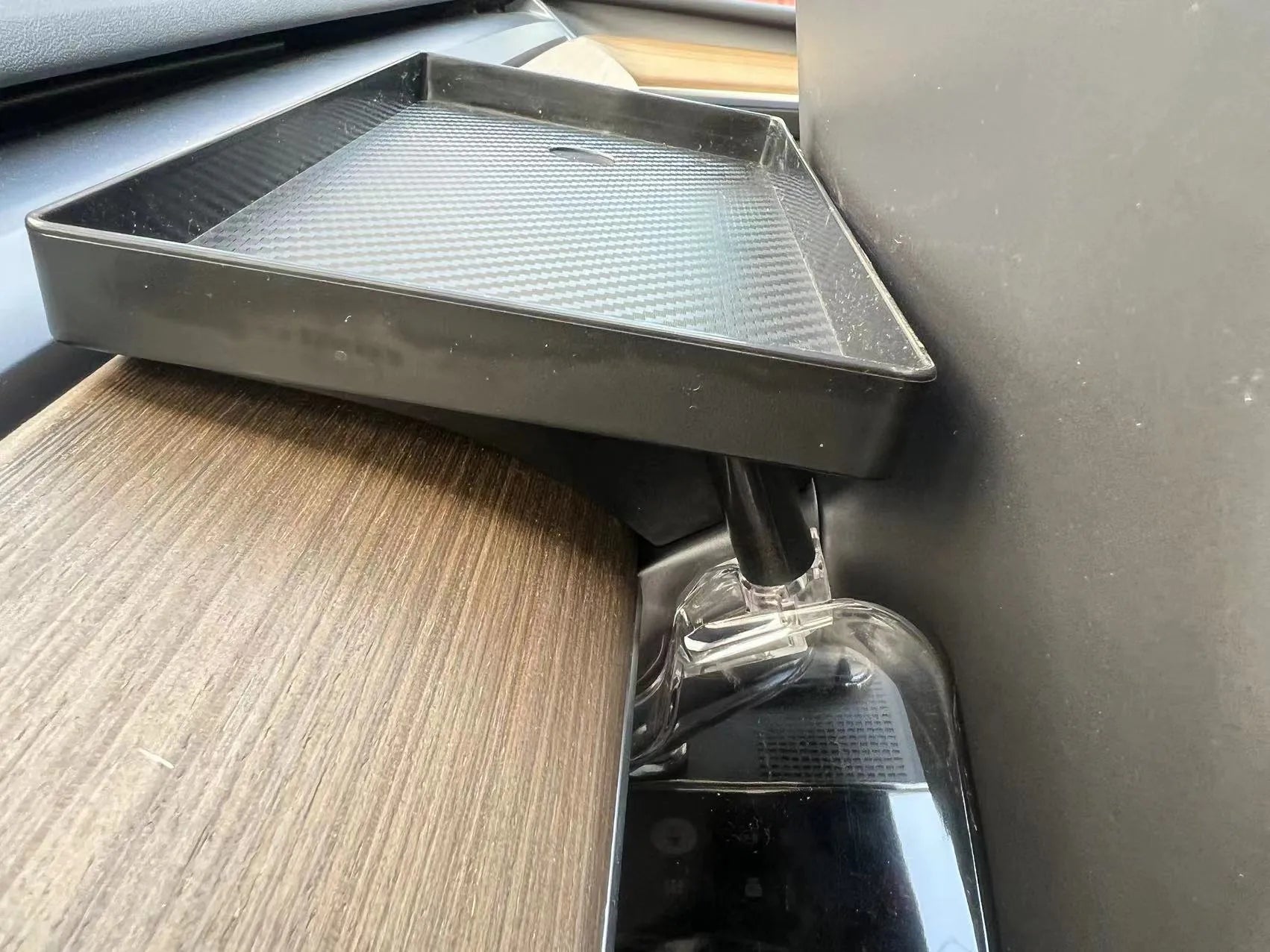 Black ABS plastic ETC storage box for Tesla Model 3 and Y centre console.