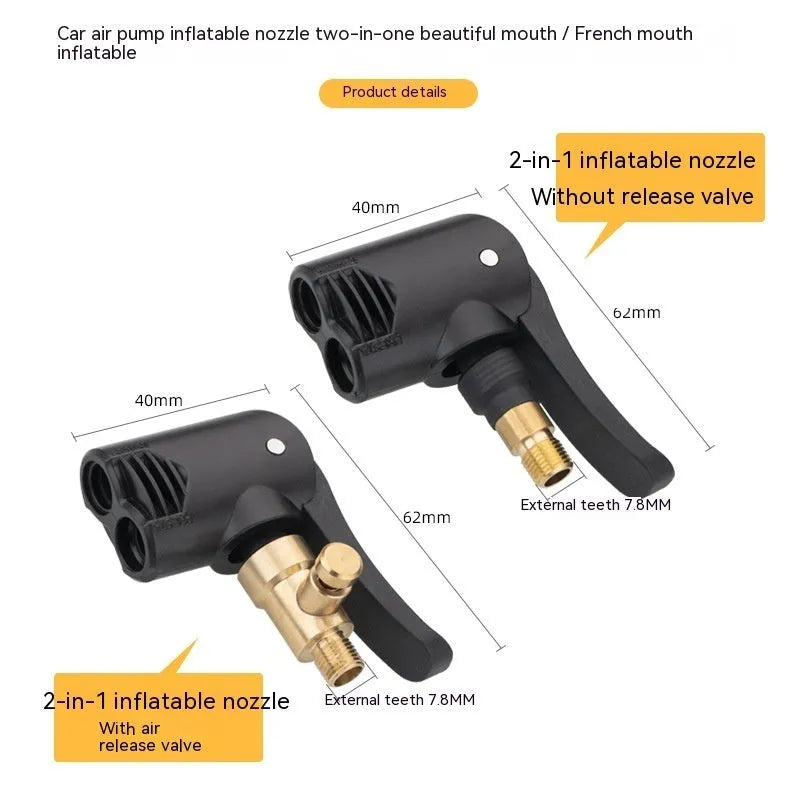 Vehicle air conversion inflatable chuck with two chucks and USB charging port