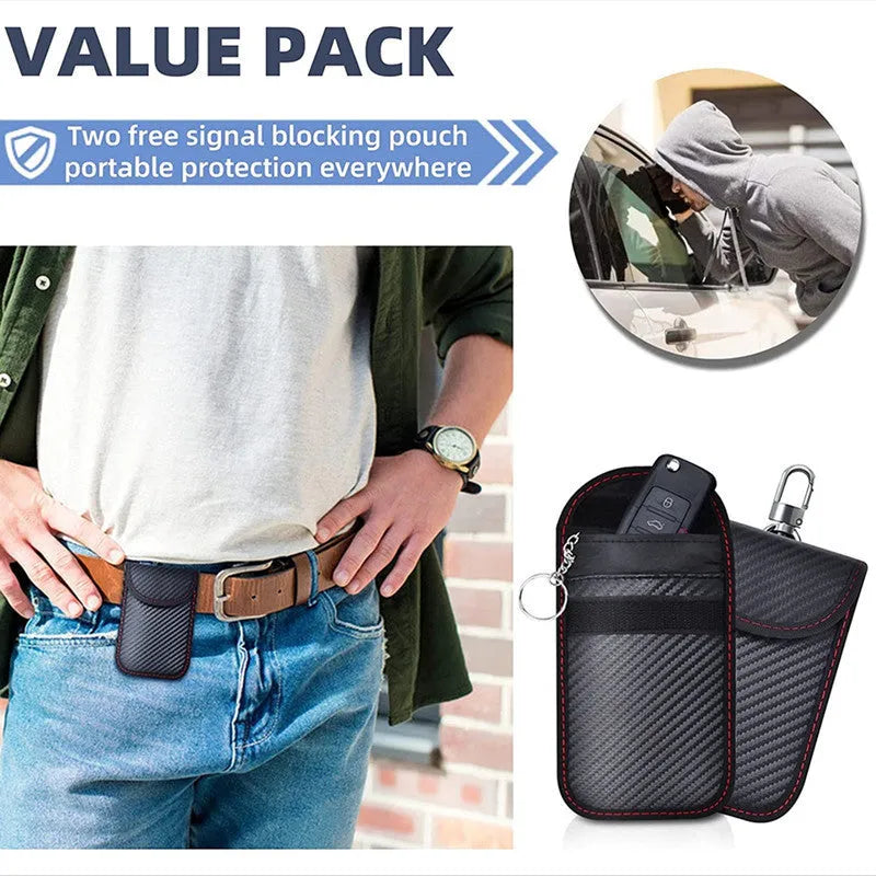 Carbon fibre RFID shielding box with two key cases for anti-theft protection