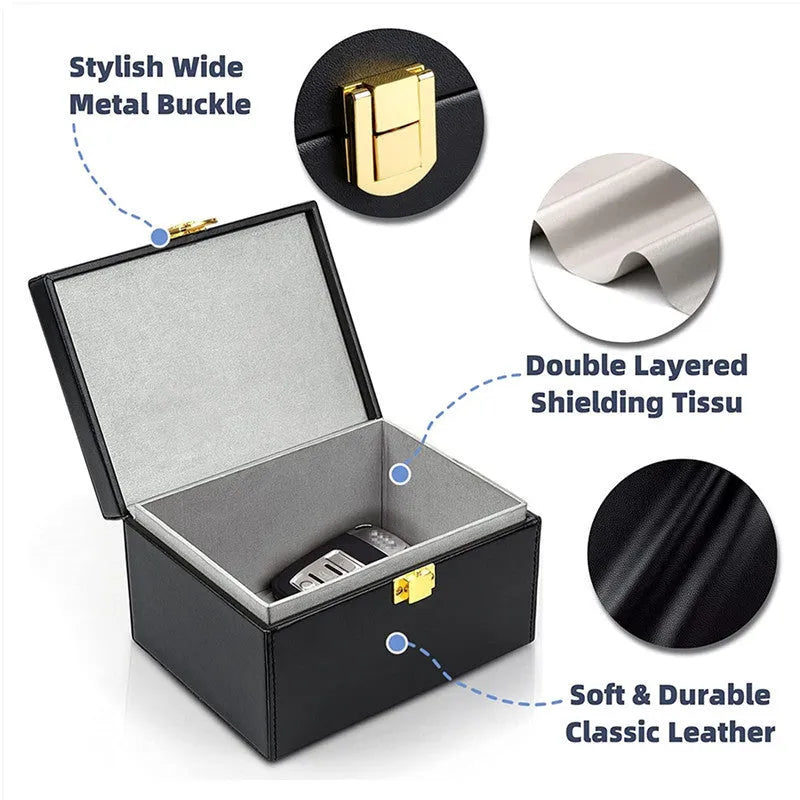 Carbon fibre RFID shielding box with two key cases for anti-theft protection