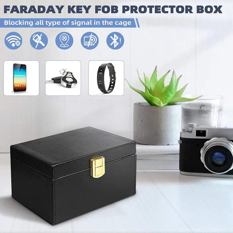Carbon fibre RFID shielding box with two key cases for anti-theft protection