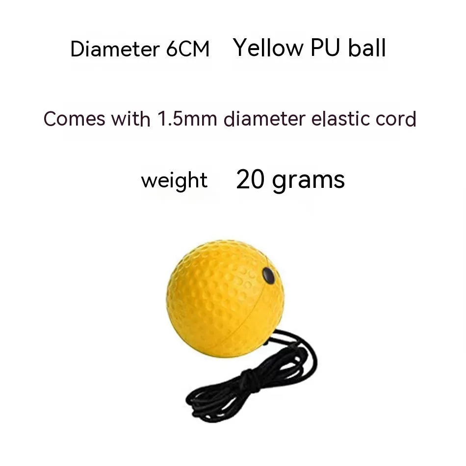 Head-mounted boxing reaction training ball set with adjustable headbands and multiple coloured balls on a white background.