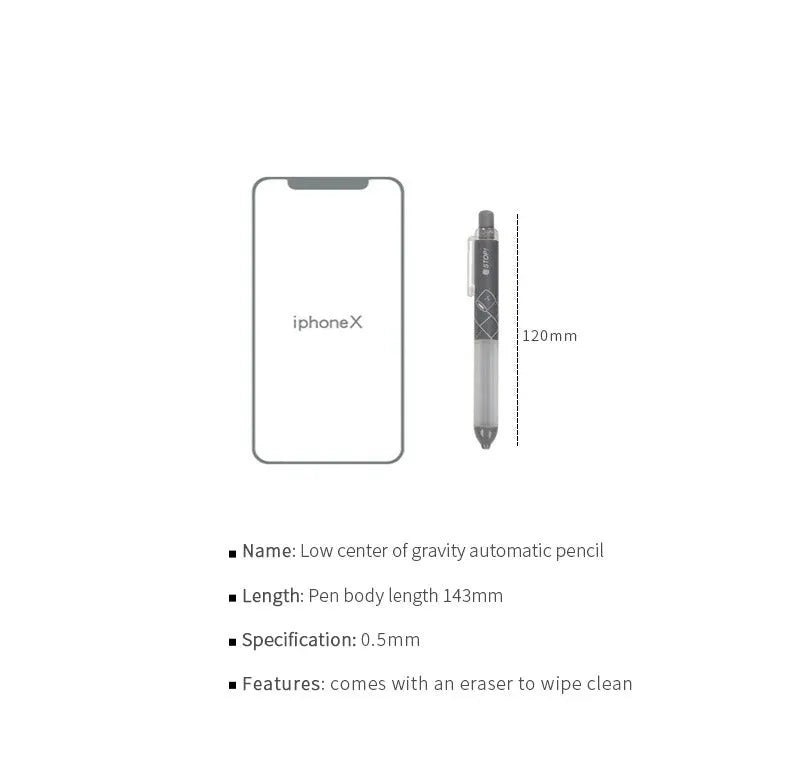 0.5mm mechanical pencil with cloud grip design in black and white colour options