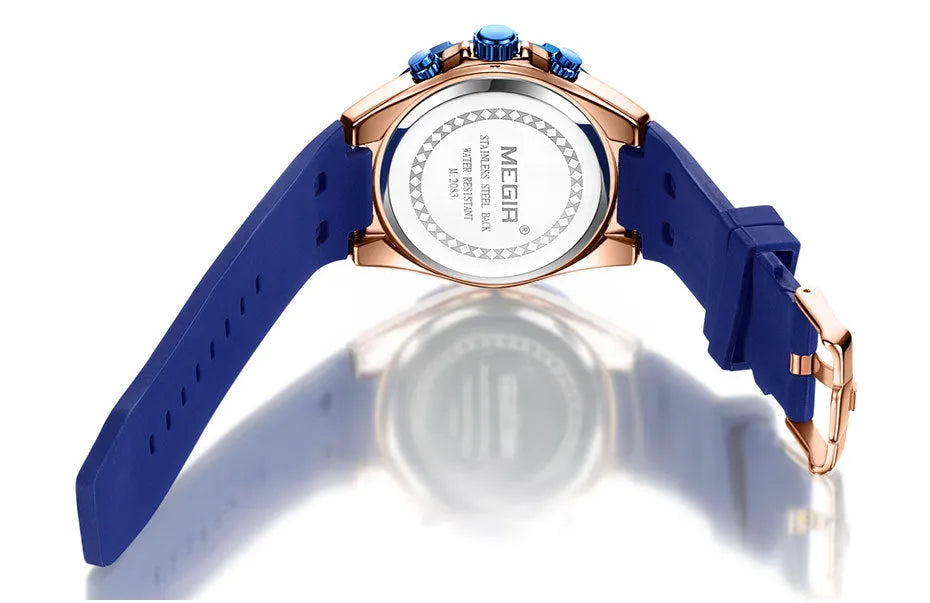Men's fashion watch with 48mm case, chronograph, luminous hands, and 3 ATM water resistance in rose black.